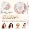 LaCourse Anti-Slip 100% Mulberry Silk Bonnet for Sleeping Women Long Hair, Double-Layered Silk Hair Wrap for Curly Hair, with Satin Tie Bands to Secure the Cap (Pink+Ivory) view 3