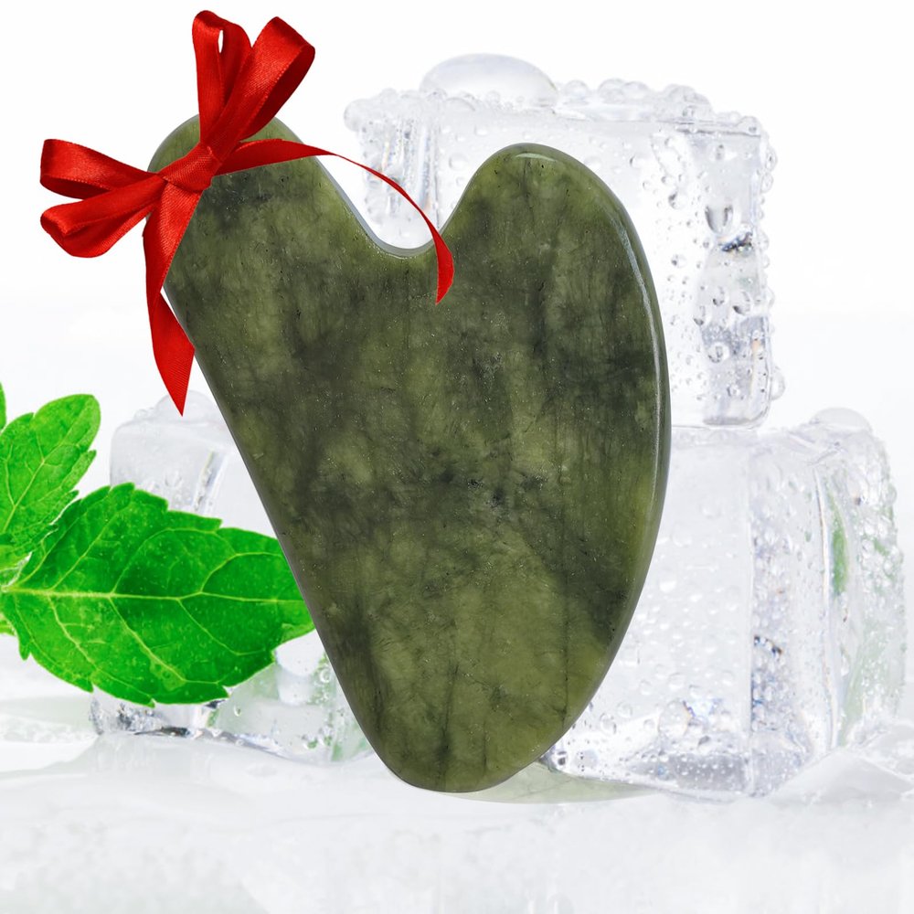 BLHLA Gua Sha Facial Tools for Skin Care Massage Tools for Self Care Jade Body GuaSha Stone Spa Kit Face Sculpting Tool for Beauty Puffiness Reduction Muscle Tension Relief Jawline Sculptor Green