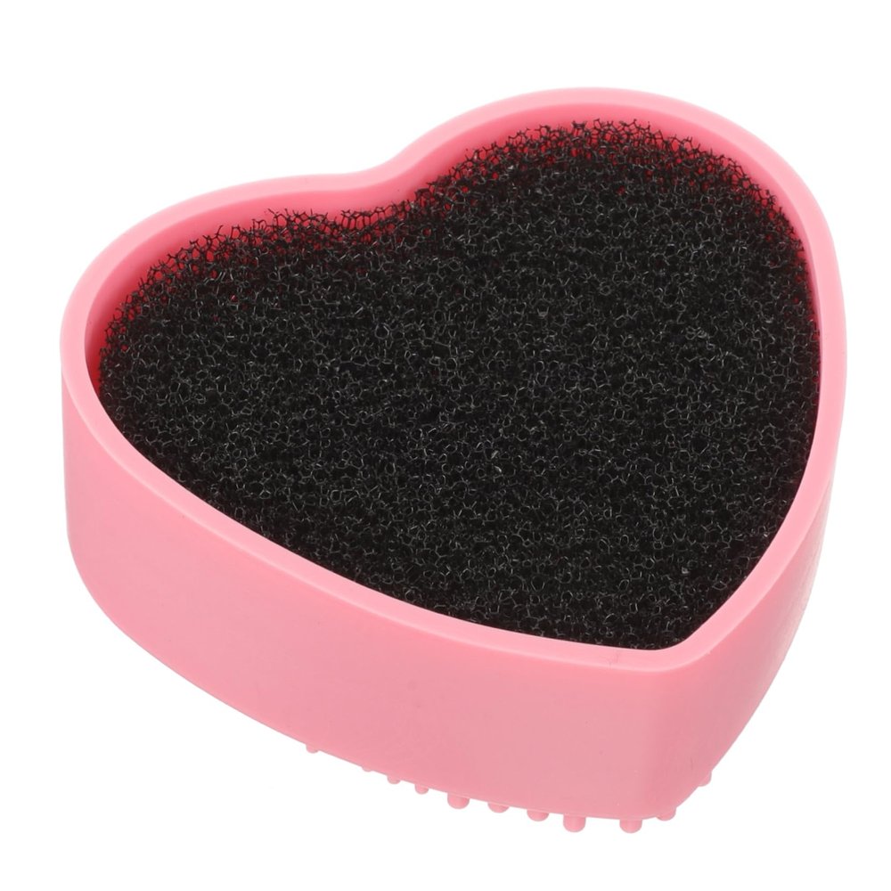 Baluue Quick Clean Makeup Brush Box Sponge Eye Shadow Brush Holder Heart Shape Case Dry Wet Dual Use Travel Cosmetic Case