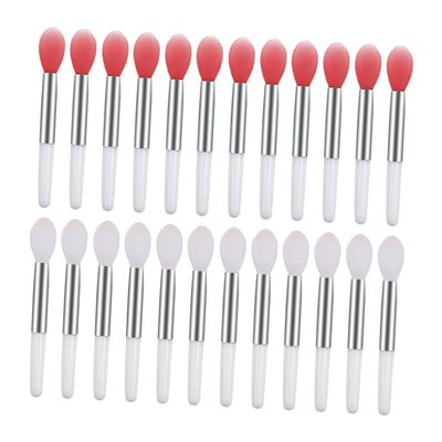 ASAKKURA 24pcs Silicone Lip Brush Applicator Portable Makeup Tools for Lipstick and Lip Mask Application for Travel Professional and Home Use Includes Pink and Translucent Colors