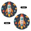 LZQPOEAS Rocket Clipart Space Ship Makeup Mirror 2-Sided 1X/2X Magnification Compact Mirror Small Pocket Mirror for Purse Folding Portable Handheld Mirror Travel Makeup Mirror for Gift Round Shape view 2