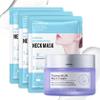 LingHaoLH Neck Firming Cream and Neck Mask Set,Non-greasy Tighten Lift Firming Face Cream Skincare Moisturizer, 3 Pieces Deep Moisturizing Masks for Tightening, All Skin Type, 4 Pack view 1