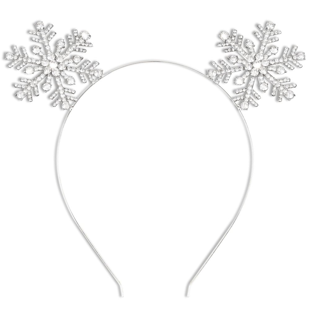 Huachi Snowflake Headbands for Women Girls Christmas Hair Accessories for Women Holiday Sparkle Rhinestone Snowflake Costume Hairbands Festival Party Headpiece