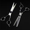 TXGJWRA Professional Hair Cutting Shears, 6inch Professional Japan Steel Blue Skull Cut Hair Scissors Cutting Barber makas Haircut thinning Shears Hairdressing Scissors Set,Set with Bag view 3