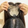 Hair accessories for women Hair Topper without Bangs Middle Part Straight Hair Topper Real Human Hair 15x16cm Silk Base Clip in Straight Hair Pieces for Women with Thinning Hair Top clip(20 inches,Dar view 4