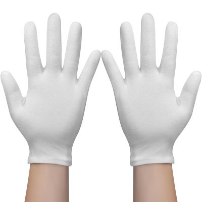 4 Pairs White Gloves, Breathable Cotton Gloves for Dry Hands Sleeping, Reusable White Cotton Gloves for Eczema SPA and Moisturizing Overnight, Washable Work Gloves for Women and Men