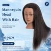 Mannequin Head 100% Real Hair 16", Mannequin Head Human Hair,Cosmetology Head Doll Head for Hair Styling, Manikin Head for Braiding,Curling,Straightening (F16-A) view 2