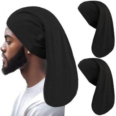 2 Pcs Black Dreadlock Cap Unisex Jumbo Dreadlock Cap Long Hair Dreads Head Wrap Shower Night Sleep Cap Hair Accessories Sleep Cap for Men and Women