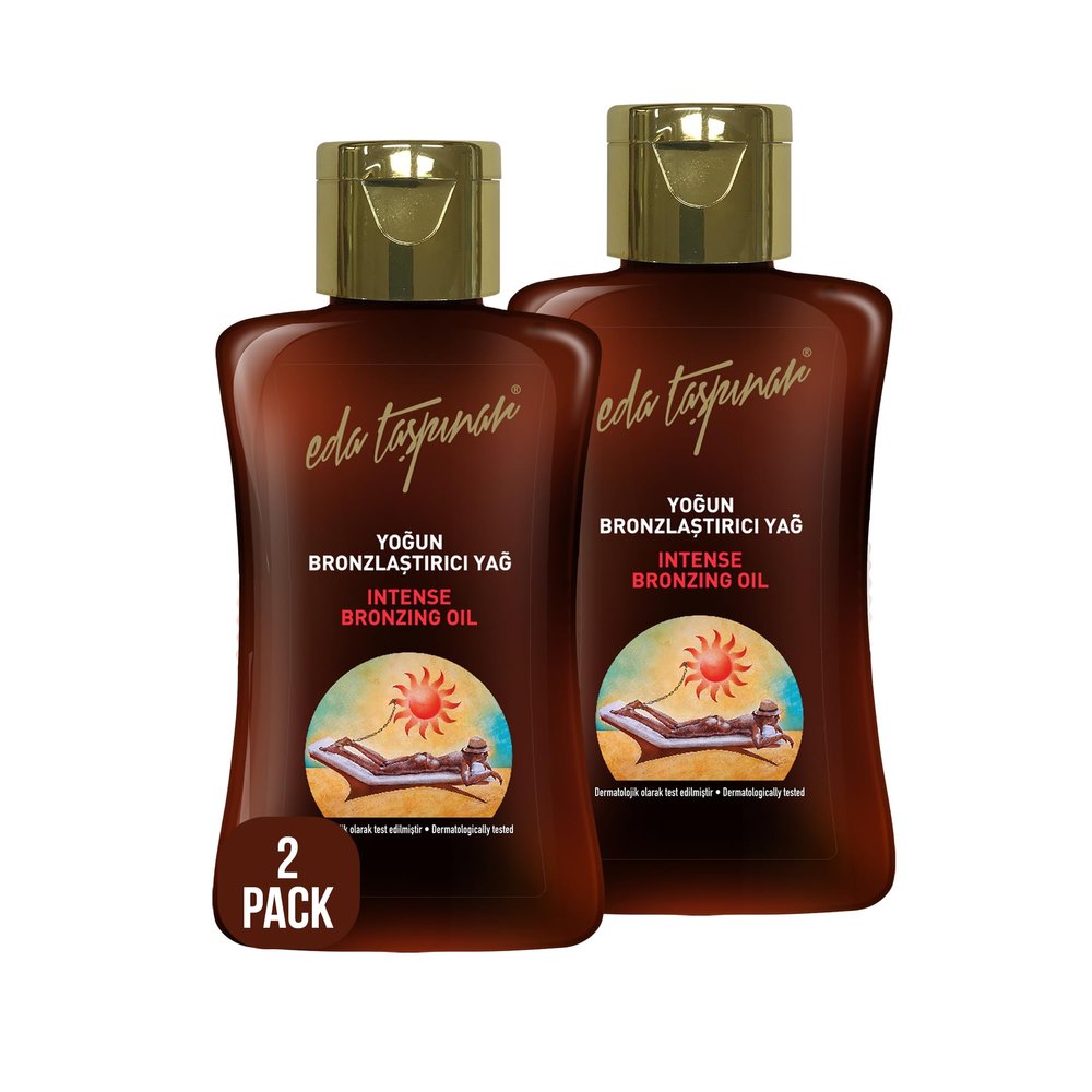 Eda Taspinar Intense Tanning Oil | Fast, Dark Outdoor Sun Tanning Lotion | Accelerated Dark Mediterranean Tan | No SPF | Golden & Long-Lasting | Travel Size (50 ml/1.7 fl oz) 2 Pack