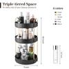 Aveniee 360 Rotating Makeup Organizer for Vanity, Large Spinning Bathroom Counter Organizer Shelf Holder for Cosmetics, Skin Care, Lipsticks,3 Tiers, Black view 3