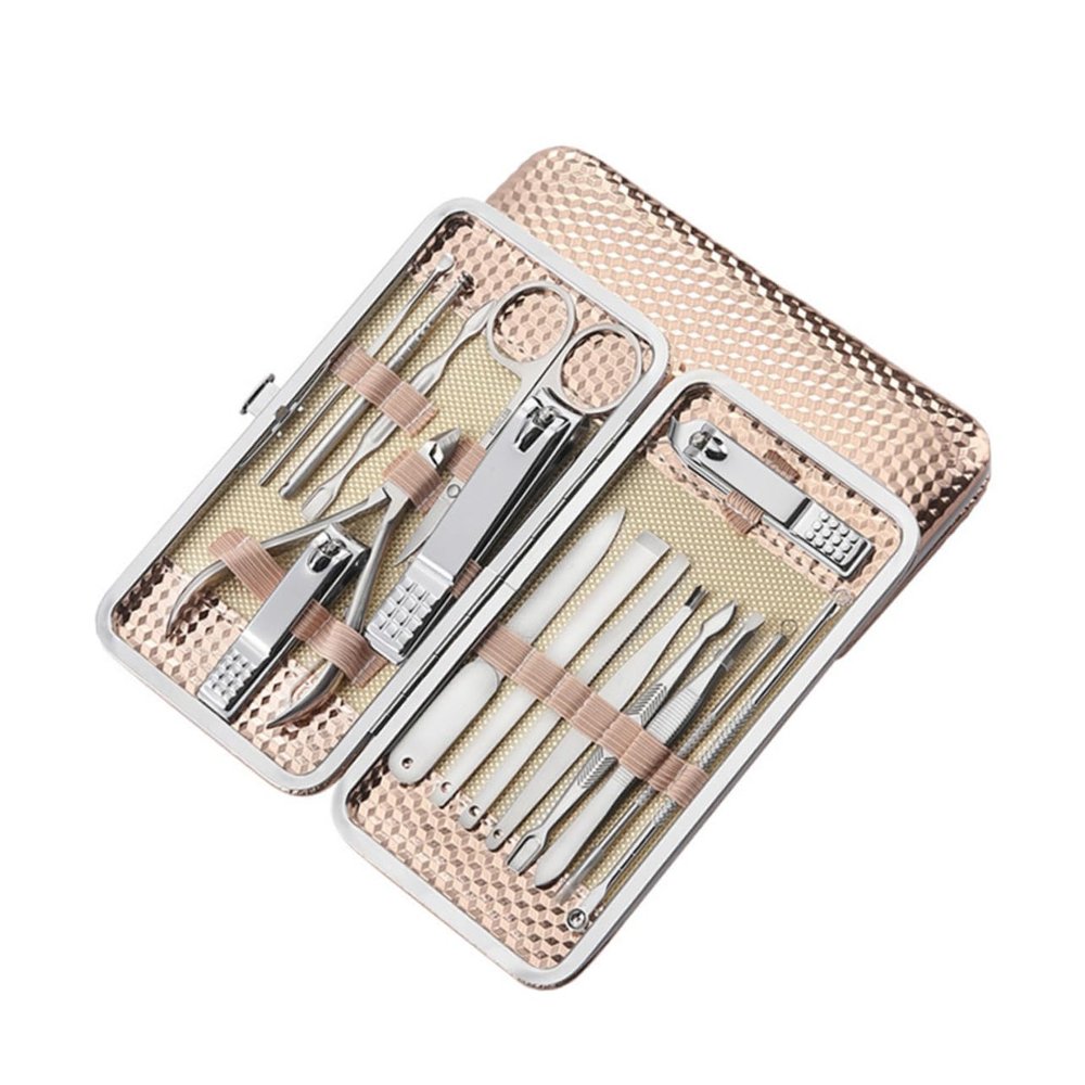 HONMEET Nail Clier Set Toenail Tool Set 16pcs Manicure Tools Cuticle Pusher Kit