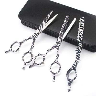 Professional Hair Cutting Shears, 5.5Inch Professional Zebra pattern Hairdressing Cutting Shears razor Japan Barber Thinning Scissors Hair Styling set