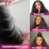 13x4 Deep Wave Lace Front Wigs Human Hair 200 Density Deep Curly Wig HD Transparent Wet and Wavy Lace Frontal Wig for Women with Baby Hair Natural Black 20 Inch view 3