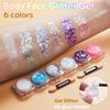 6 Shapes Body Glitter Gel and 4PCS Glitter Face Speckles for Halloween Raves Festivals Makeup view 3