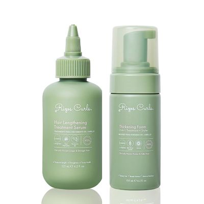 Rizos Curls Hair Lengthening Treatment Serum and Thickening Foam 2-in-1 Treatment + Styler, Improve Hair Thickness, Reduces Breakage, Boosts Volume At Roots & Improves Hair Health