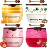 TIRDET 4 PCS Bee Lip Balm Honey Pot, Honey Strawberry Cherry Coconut Sleeping Lip Mask Overnight with Sticks, Exfoliating Prevention Dry and Crack Lip Scrubs view 1