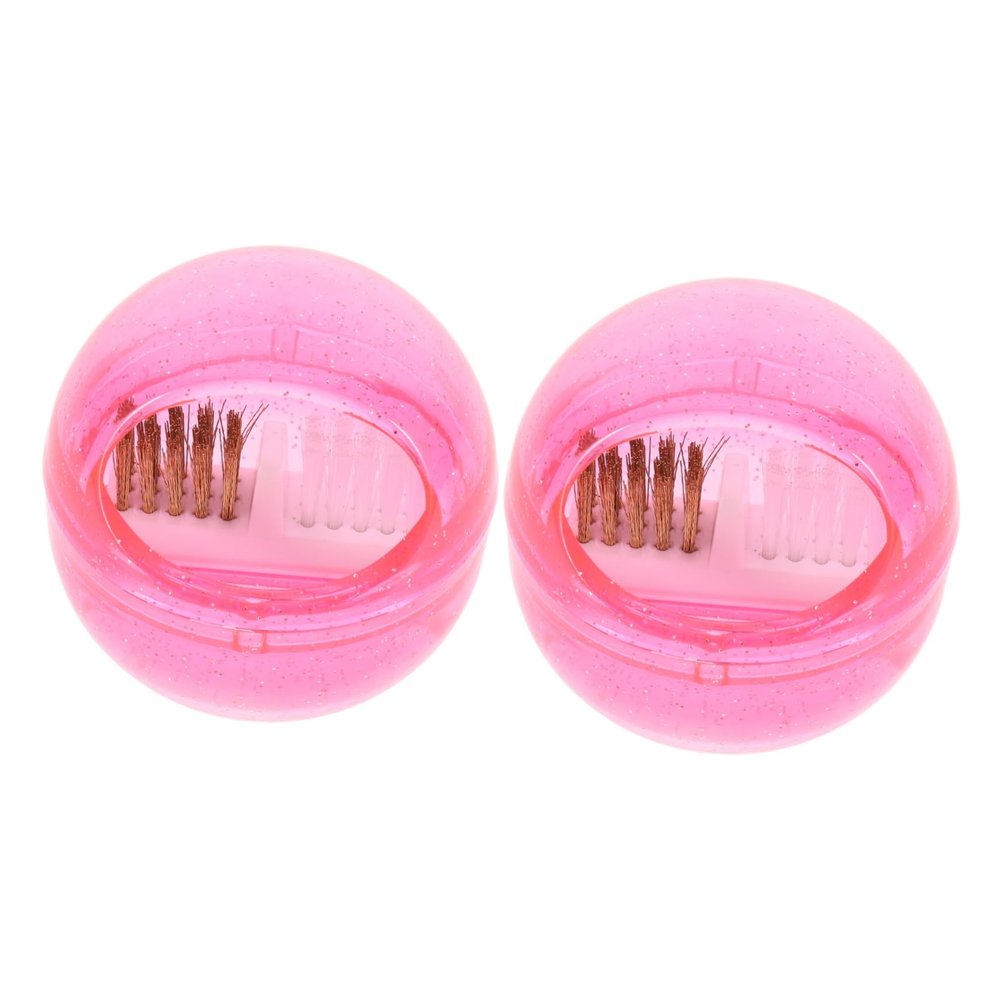 ADOCARN 2pcs Nail Drill Bit Cleaning Brush Detachable Design with Box Hard Wire Head for Easy Maintenance Portable Manicure Supplies Rose Red