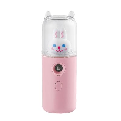 BTSEURY Facial Mister, Facial Mist Sprayer, 30ml USB Rechargeable Cute Moisturizing Mini Face Humidifier with Colorful Light (B)