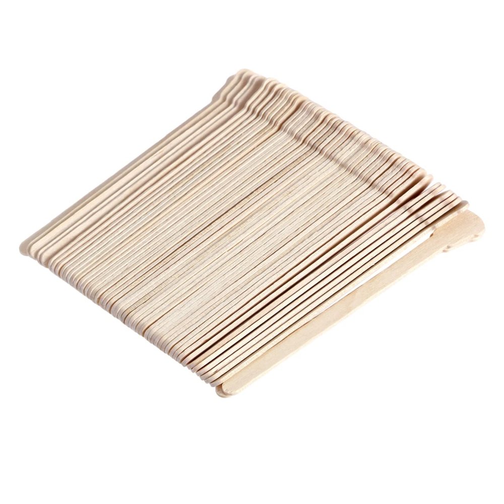 Healeved 50pcs Wooden Hair Removal Stick Wax Spatula Spa Kit Safe Easy to Use for Salon Diy Non-irritating