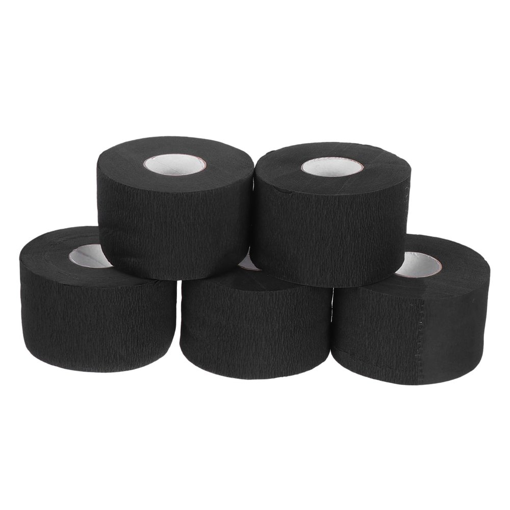 PLAFOPE 5rolls Disposable Barber Neck Strips Skin-Friendly and Stretchy Hairdressing Tape for Salon Use Convenient Hair Dyeing and Protection Black Neck Paper