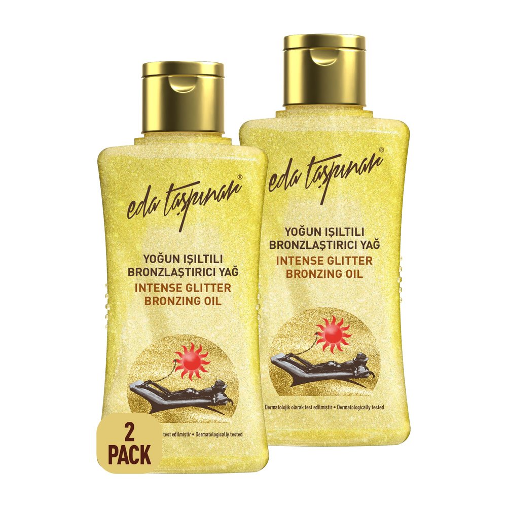 Travel Size Gold Shimmer Tanning Oil SPF 0 (2 Pack) | Intense Fast Tanning Accelerator with Coconut for Deep Bronze Glow | Lightweight Non-Greasy Sun Oil | Beach Essential (1.7 fl oz Each)