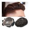 Men's Wigs Bun Hair for Men Men's Toupee Human Hair Prosthesis French Lace Front and Top with PU Thin Skin Perimeter Men Toupee Dark Brown Natural Indian Hair Replacement System Unit Mens Wig Toupee f view 1