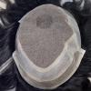 Men's Wigs Bun Hair for Men Men's Toupee Human Hair Prosthesis French Lace Front and Top with PU Thin Skin Perimeter Men Toupee Dark Brown Natural Indian Hair Replacement System Unit Mens Wig Toupee f view 4