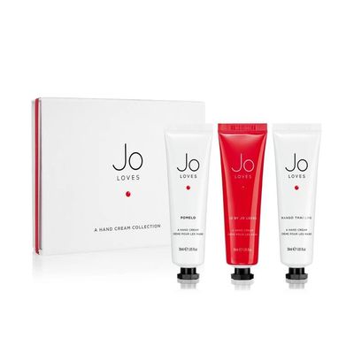 Jo Loves A Hand Cream Collection (a trio of 30 ml hand creams, featuring Pomelo, Jo, and Mango Thai Lime)