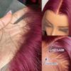 Red 99J Color Straight Short Bob Wig Human Hair 13x4 Transparent HD Lace Front Wigs Brazilian Burgundy Human Hair Wig For Black Women Natural Hairline Bleached Knots 150% Density 8Inch view 2