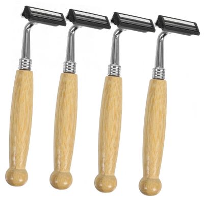 ASAKKURA 4pcs Bamboo Handle Safety Razor with Stainless Steel Blades Eco-friendly Manual Shaving Razor for Men Durable and Ergonomic Design for Comfortable Shaving Experience