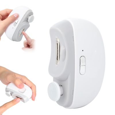Automatic Nail Clipper Electric Nail Trimmer Polisher 3 in 1 Portable Fingernail Cutter with Light 2 Speeds File Nail Clip Storage Rechargeable Safety Trimmer for Seniors Adults Kids Baby (White)