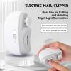 Automatic Nail Clipper Electric Nail Trimmer Polisher 3 in 1 Portable Fingernail Cutter with Light 2 Speeds File Nail Clip Storage Rechargeable Safety Trimmer for Seniors Adults Kids Baby (White) view 2