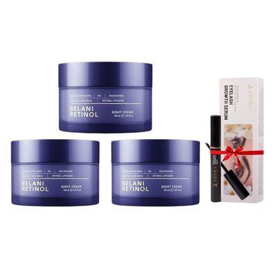 ABERA BELANI Retinol Night Cream For Women, Dark Spot Remover, Melasma Treatment, Reduce Fine Lines, Anti-Wrinkle, Anti-Aging Neck and Dcollet For Face (3 Box + Gift Eyelash Serum)