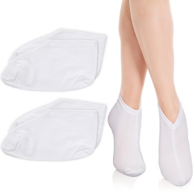 Gjinxi 2 Pairs Moisturizing Socks Overnight, Lotion Socks for Dry Feet, Cotton Moisture Enhancing Socks, Soft Spa Absorbing Socks for Foot Care, Cosmetic Therapy Socks for Women and Men (White)