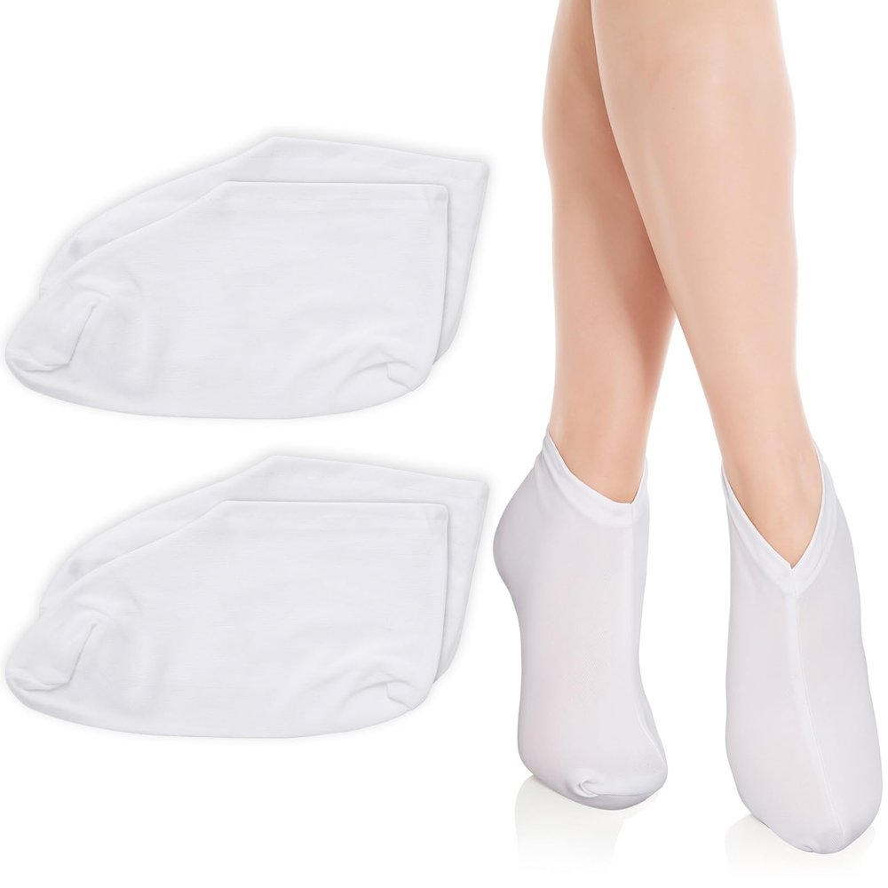 Gjinxi 2 Pairs Moisturizing Socks Overnight, Lotion Socks for Dry Feet, Cotton Moisture Enhancing Socks, Soft Spa Absorbing Socks for Foot Care, Cosmetic Therapy Socks for Women and Men (White)