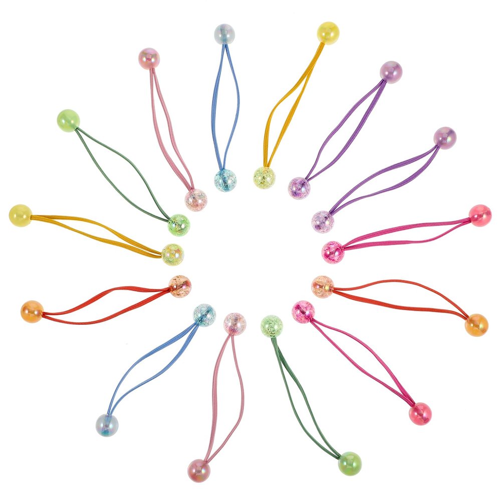 14 PCS Double Ball Hair Ties, Double Balls Elastic Hair Balls for Girls Hair, Colorful Pink Bead Hair Tie with Balls Cute Ponytail Balls Hair Elastic Accessories for Girls Children Women