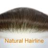 Curve Hair Mens Frontal Human Hair Piece Topper for Receding Hairline French Lace Front V-Shape Forehead Hair System Replacement for Men Poly Skin Pu Mens Hairline Natural (4cmX18cm, 4 Medium Brown) view 3