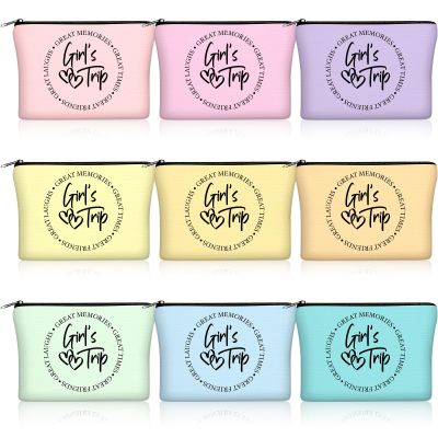Reginary 9 Pcs Girls Trip Gifts Favors Girls Trip Makeup Bags Toiletry Cosmetic Bag Bestie Friendship Gifts for Women Christmas Wedding Bachelorette Valentine s Day Party Favors