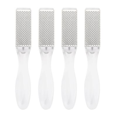 IWOWHERO 4pcs Double-Side Foot File Heel Scraper Foot Scrub Callus Remover Stainless Steel