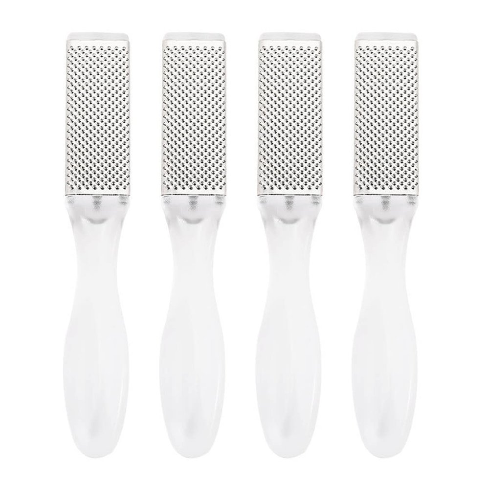 IWOWHERO 4pcs Double-Side Foot File Heel Scraper Foot Scrub Callus Remover Stainless Steel