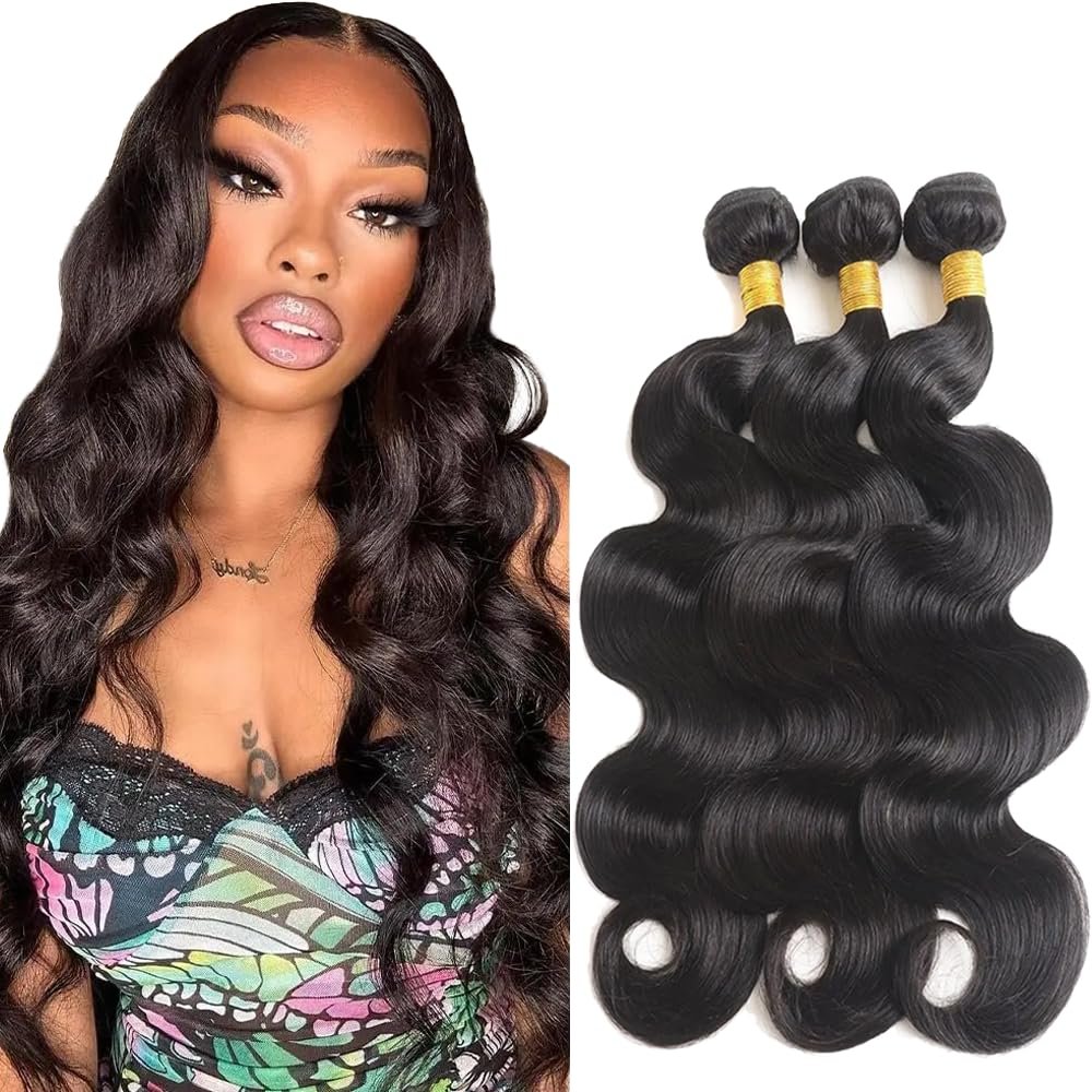 Body Wave Bundles Human Hair Natural Black Color Brazilian Unprocessed Virgin Hair 16 18 20 Inch Double Weft Hair Extensions