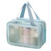 Kuuleyn Cosmetic Storage Bag Travel Makeup Bag PVC Double Layer Waterproof Wet Dry Separation Toiletry Bag Double Layer Cosmetic Bag (Blue Large Size) view 1