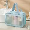 Kuuleyn Cosmetic Storage Bag Travel Makeup Bag PVC Double Layer Waterproof Wet Dry Separation Toiletry Bag Double Layer Cosmetic Bag (Blue Large Size) view 4