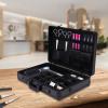 20.9"x13"x3.5" Professional Hairdressing Toolbox, Portable Barber Carrying Case with Lock Beauty Barber Case Travel Stylist Tool Box Organizer for Clippers and Supplies Barbers(Black) view 3