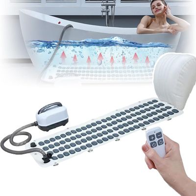 JnbCKJ Body Bubble Bath Machine - 9 Gear Adjustment, Bath Spa Massage Mat - W/Inflatable Pillow & Remote, for Loosening Tight Muscles