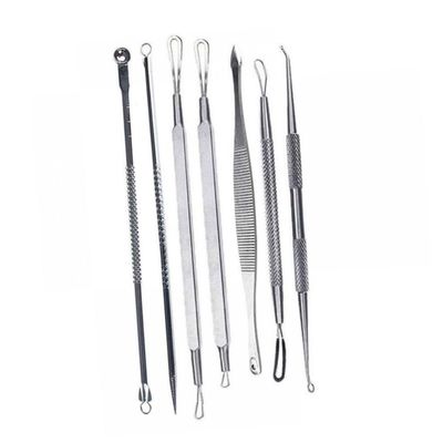 FOYTOKI 7pcs Blackhead Extractor Tool Kit Comedone Remover Set with Loop Spoon Tips for Pimple and Blemish Removal Facial Cleansing Instruments