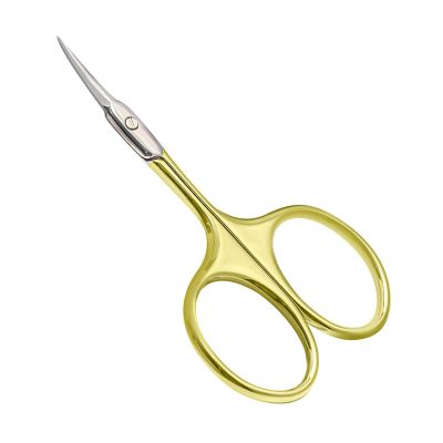 CGBE Manicure Scissors, Extra Fine Eyebrow Scissors for Grooming, Curved Blade Nail Scissors Precise Pointed Tip Grooming Kit for Eyebrow, Eyelash, Trim Nail and Dry Skin, Gold