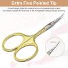 CGBE Manicure Scissors, Extra Fine Eyebrow Scissors for Grooming, Curved Blade Nail Scissors Precise Pointed Tip Grooming Kit for Eyebrow, Eyelash, Trim Nail and Dry Skin, Gold view 2
