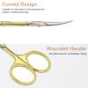 CGBE Manicure Scissors, Extra Fine Eyebrow Scissors for Grooming, Curved Blade Nail Scissors Precise Pointed Tip Grooming Kit for Eyebrow, Eyelash, Trim Nail and Dry Skin, Gold view 3