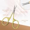CGBE Manicure Scissors, Extra Fine Eyebrow Scissors for Grooming, Curved Blade Nail Scissors Precise Pointed Tip Grooming Kit for Eyebrow, Eyelash, Trim Nail and Dry Skin, Gold view 4
